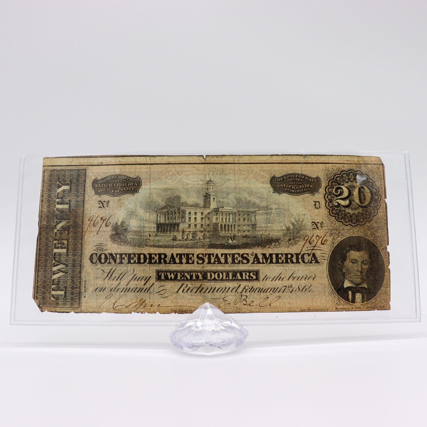 1864 Civil War Confederate $20 Note, Very Good