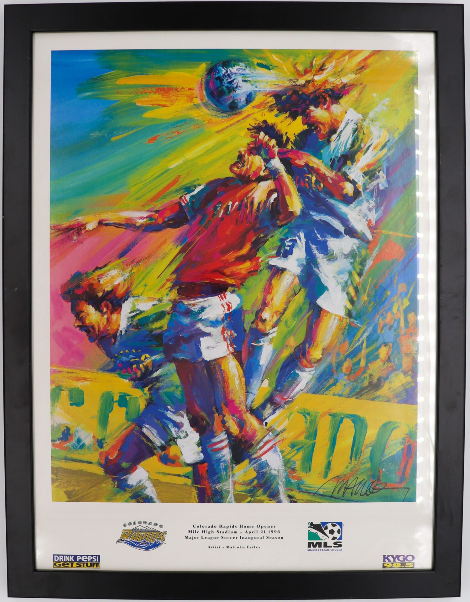 Framed 1996 MLS Colorado Rapids Inaugural Game Lithograph