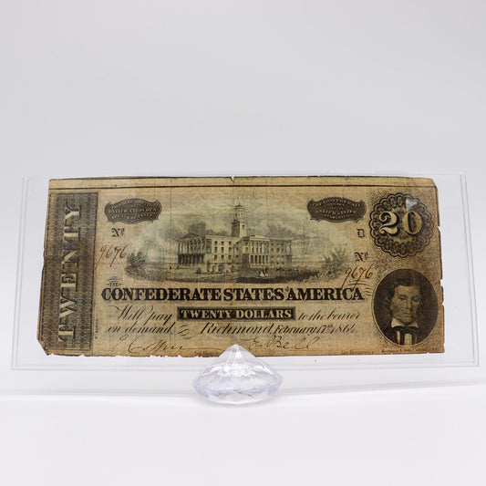 1864 Civil War Confederate $20 Note, Very Good