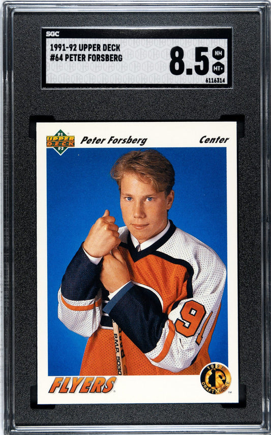1991 Upper Deck Peter Forsberg Rookie Card #64,Graded SGC 8.5 (Near Mint/Mint +)