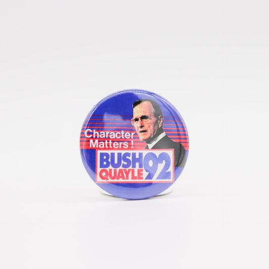 1992 Bush/Quayle “Character Matters!” Campaign Pinback Button, Mint