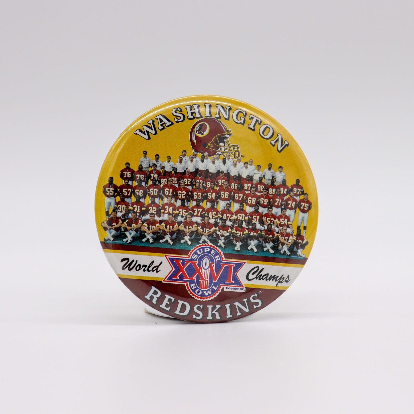 1992 Washington Redskins Super Bowl XXVI 3 1/2” Diameter Pinback Button, Near Mint