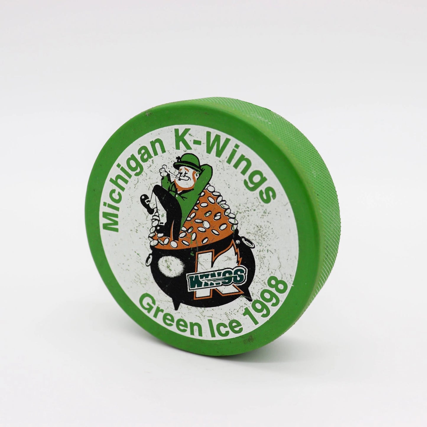 1998 Michigan K-Wings Green St. Patrick’s Day Puck