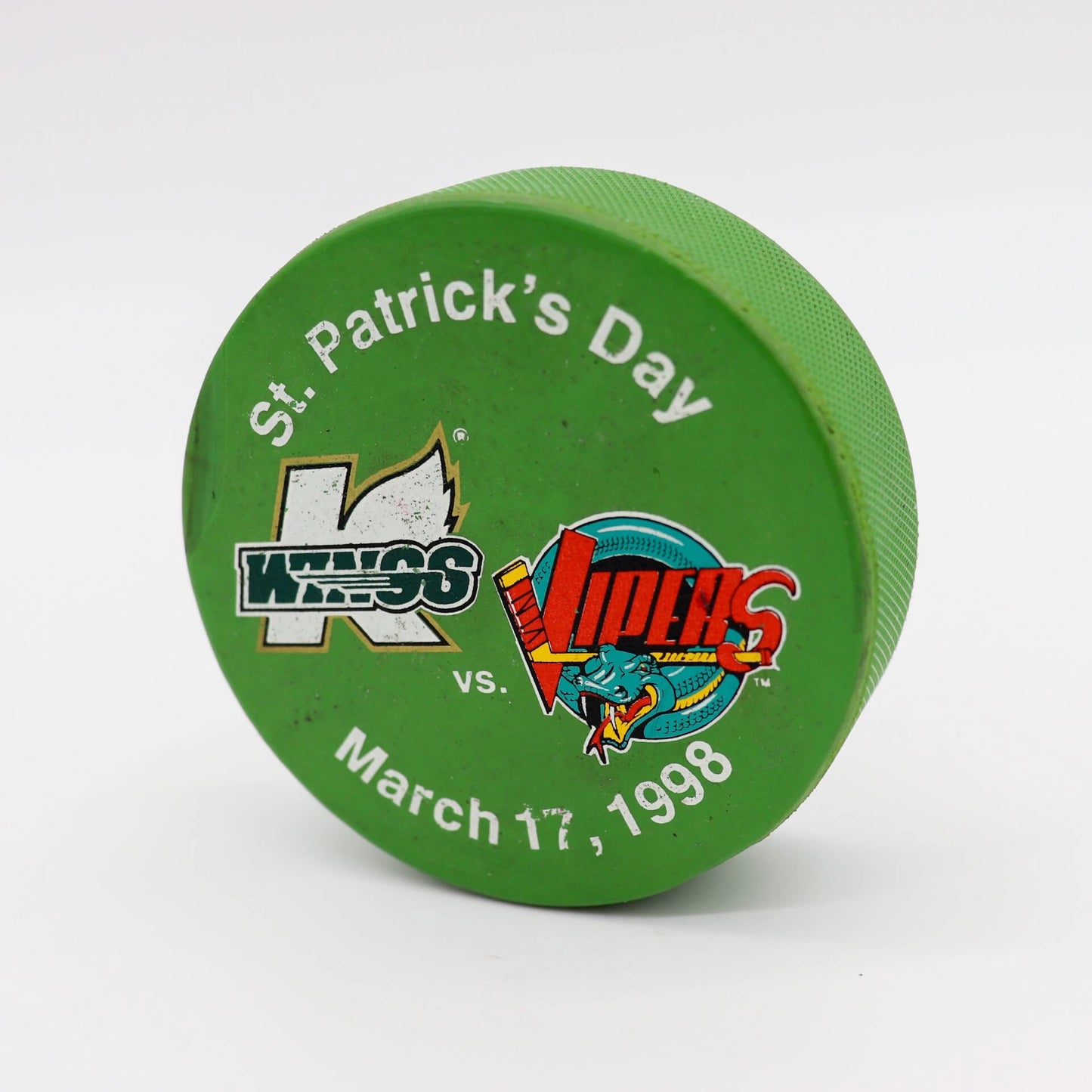 1998 Michigan K-Wings Green St. Patrick’s Day Puck