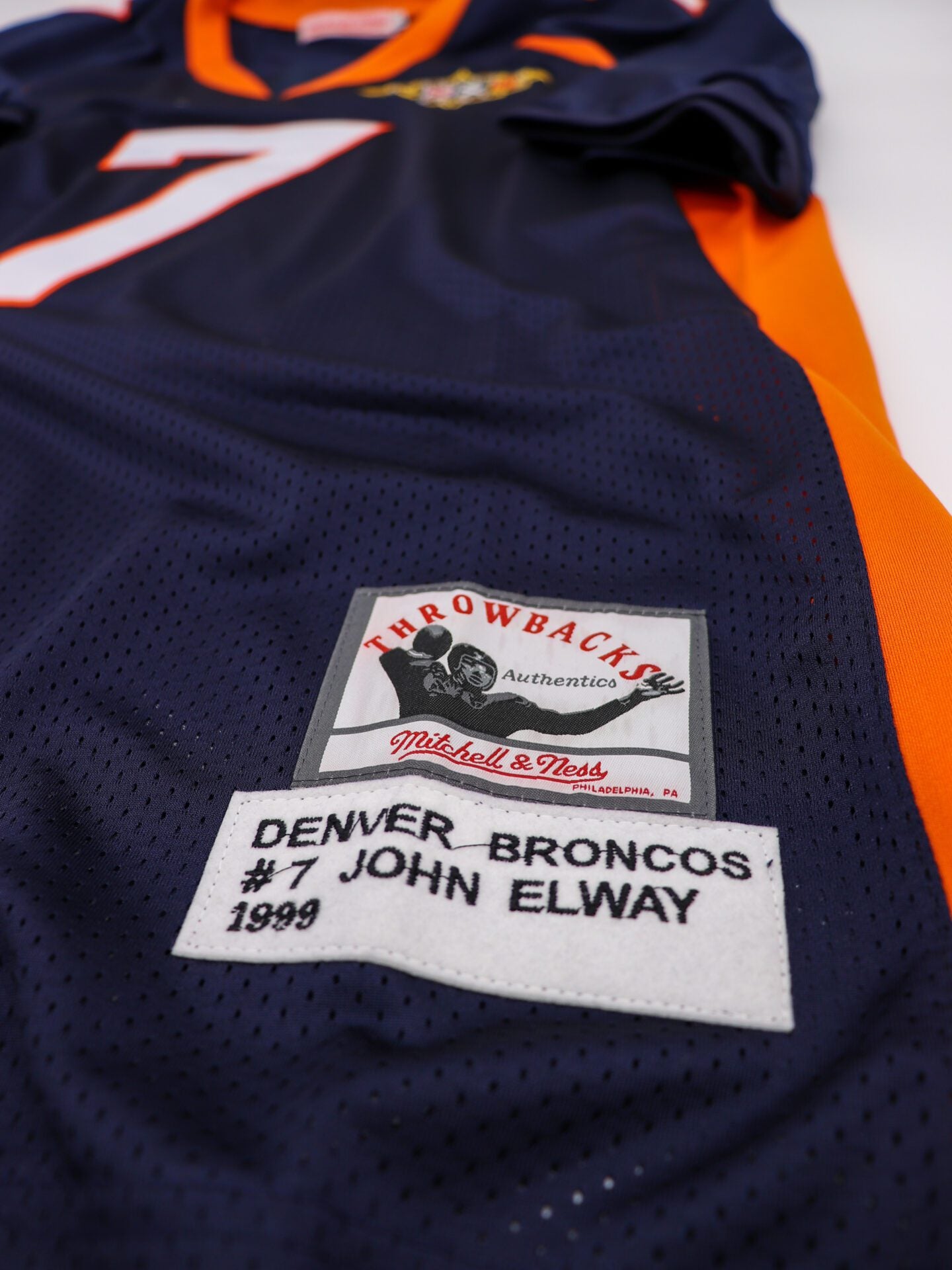 1998 Super Bowl XXXII #7 John Elway Denver Broncos Home Blue Jersey, Mitchell & Ness Size 50, New without Tags