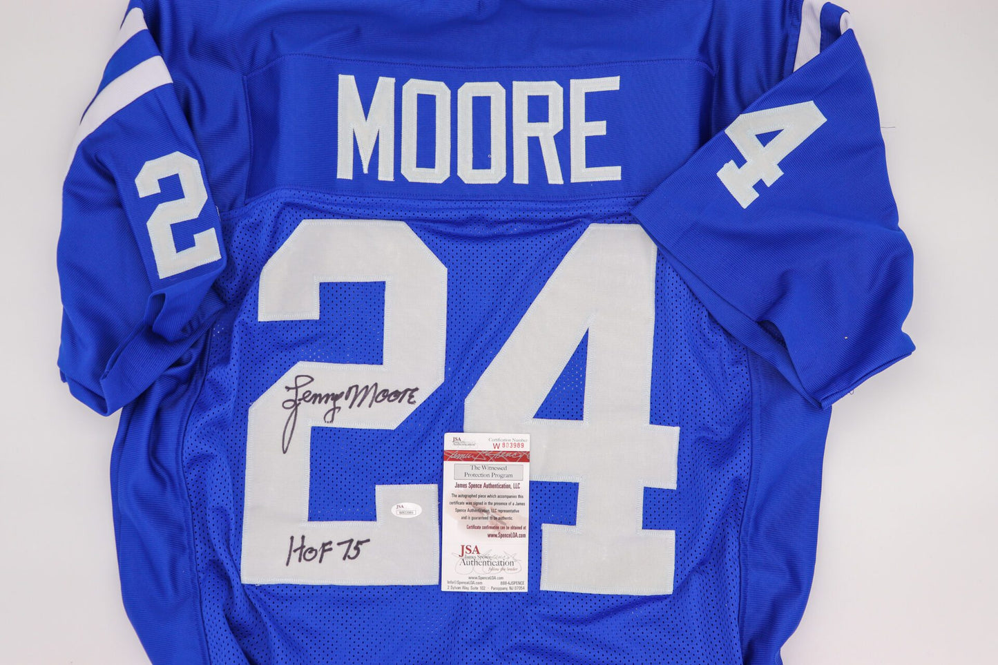 Autographed Lenny Moore #24 Baltimore Colts Home Blue Jersey with COA