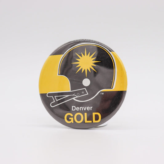 Denver Gold USFL 3 3/8” Diameter Pinback Button, Mint