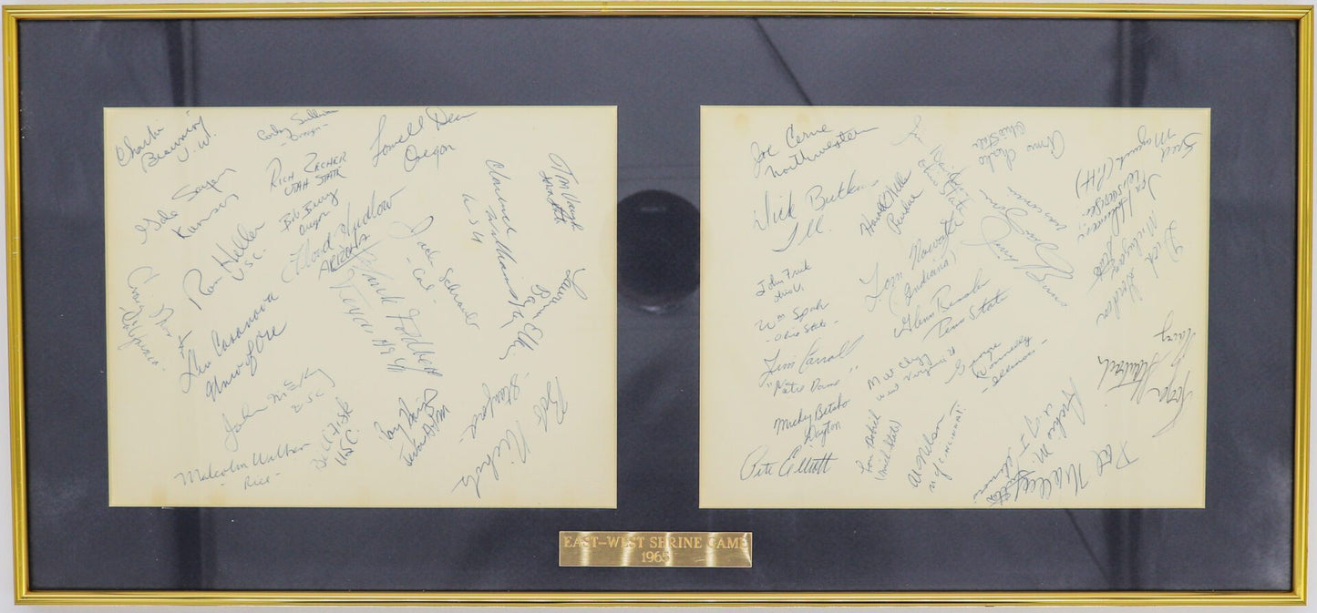 Framed 1965 East-West Shrine College Football All-Star Game Mega Star Signatures