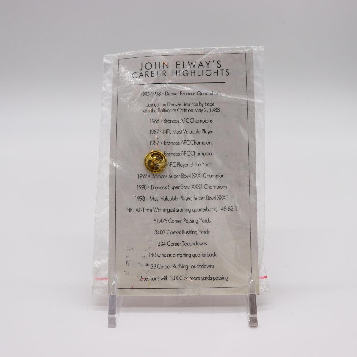 2004 Denver Post John Elway Hall of Fame Limited Edition Commemorative Pin