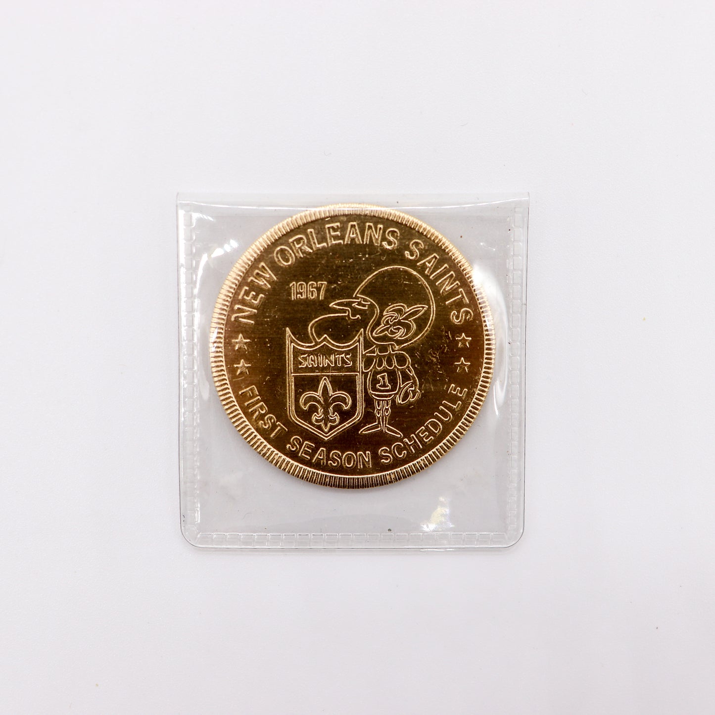 1967 New Orleans Saints Inaugural Season Commemorative Coin by Falstaff Brewing Corporation, Excellent/Near Mint