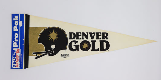 Original 1983 USFL Denver Gold Pennant with USFL Pro Pack Packaging, Near Mint/Mint