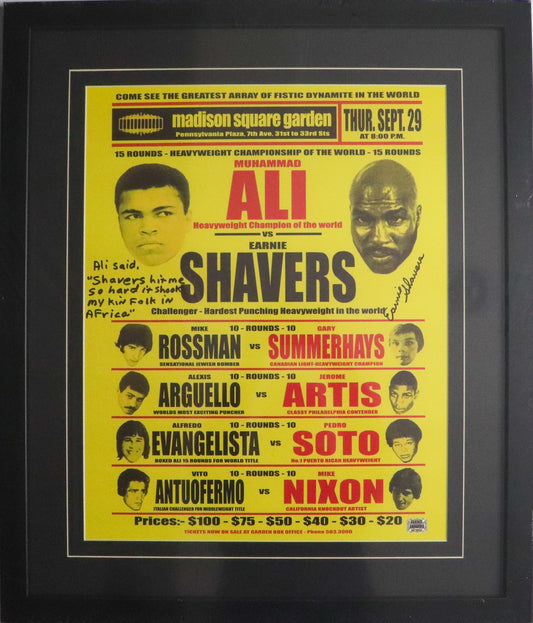 Framed Authentic Muhammad Ali Heavyweight Championship Fight Poster vs. Earnie Shavers, Mint