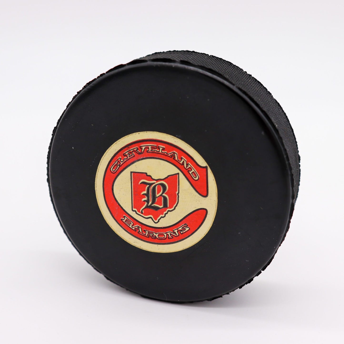 Rare Cleveland Barons Game Used NHL Puck