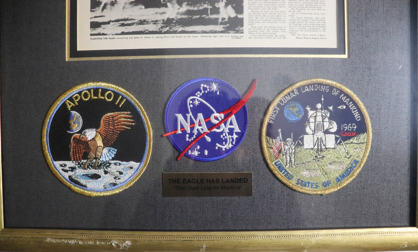 “The Eagle Has Landed” Apollo 11 Moon Landing Tribute, Framed, 24” H X 17” W
