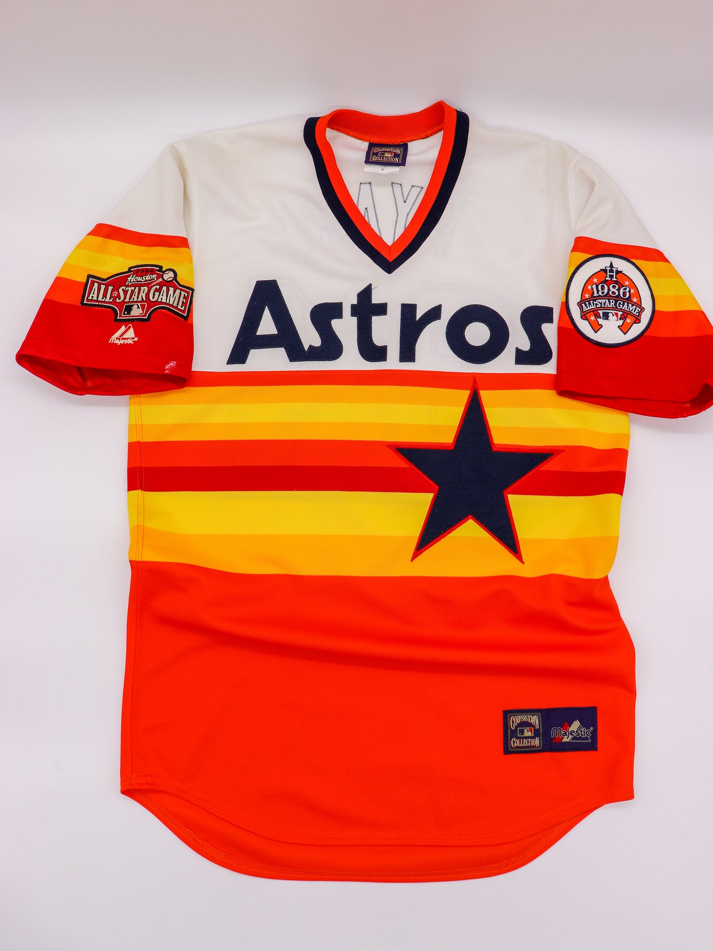1986 Houston Astros #34 Nolan Ryan Orange “Rainbow” Jersey, Size M